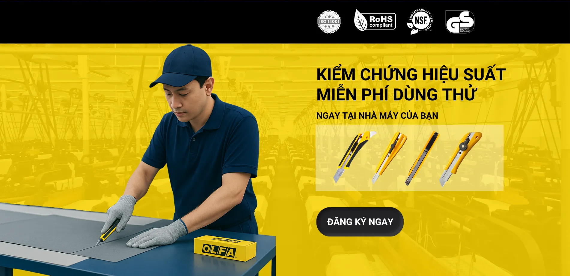 Trải nghiệm dùng thử sản phẩm dao OLFA trong nhà máy
